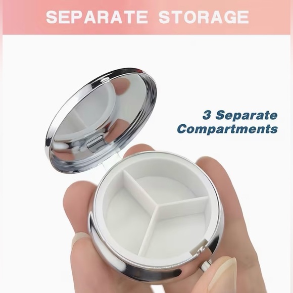 Love Bird Parrot Bird Round Pill Organizer 3-Compartment Compact Pill Case - Picture 8 of 11